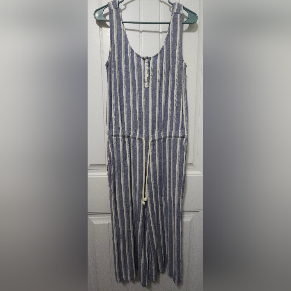 Cloth & Stone by Anthropologie Striped Crop Wide Leg Jumpsuit